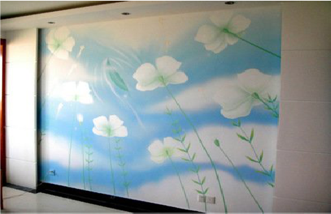 关岭画墙绘怎么画好白云的蓬松感?