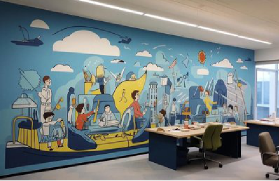 关岭办公室墙绘的特点。
